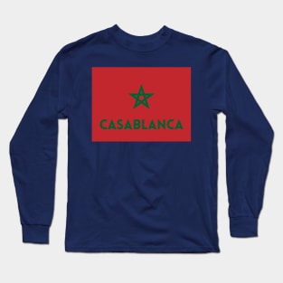 Casablanca City in Moroccan Flag Long Sleeve T-Shirt